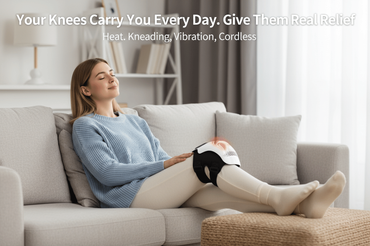 Jarixo Cordless Heated Knee Massager with kneading and vibration for knee pain and stiffness relief