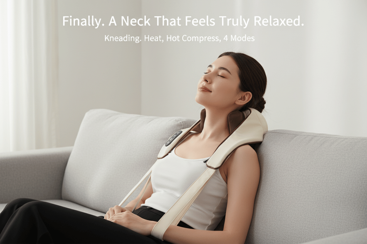 Jarixo Heated Neck Massager with kneading and hot compress — cordless and rechargeable for cervical tension relief