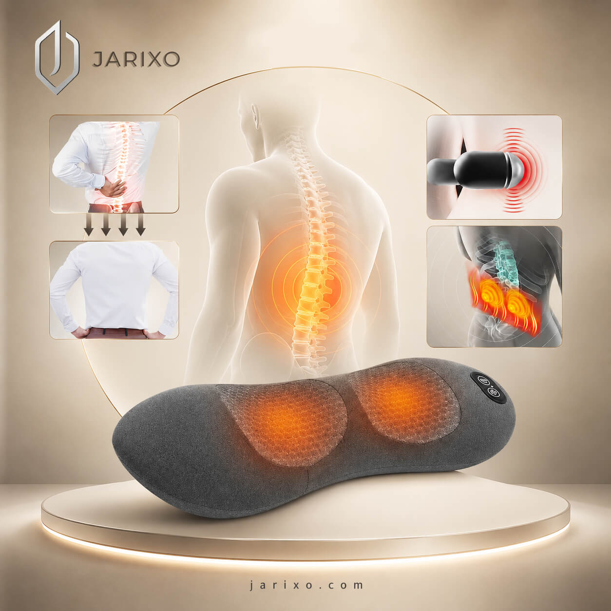 3-in-1 Back Massager Pillow – Heat, Vibration & Airbag Support for Daily Comfort