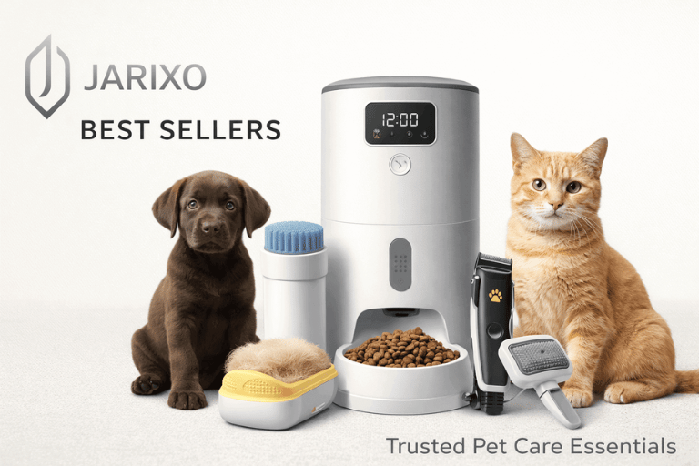 Best selling pet care products including automatic feeder and grooming tools by Jarixo