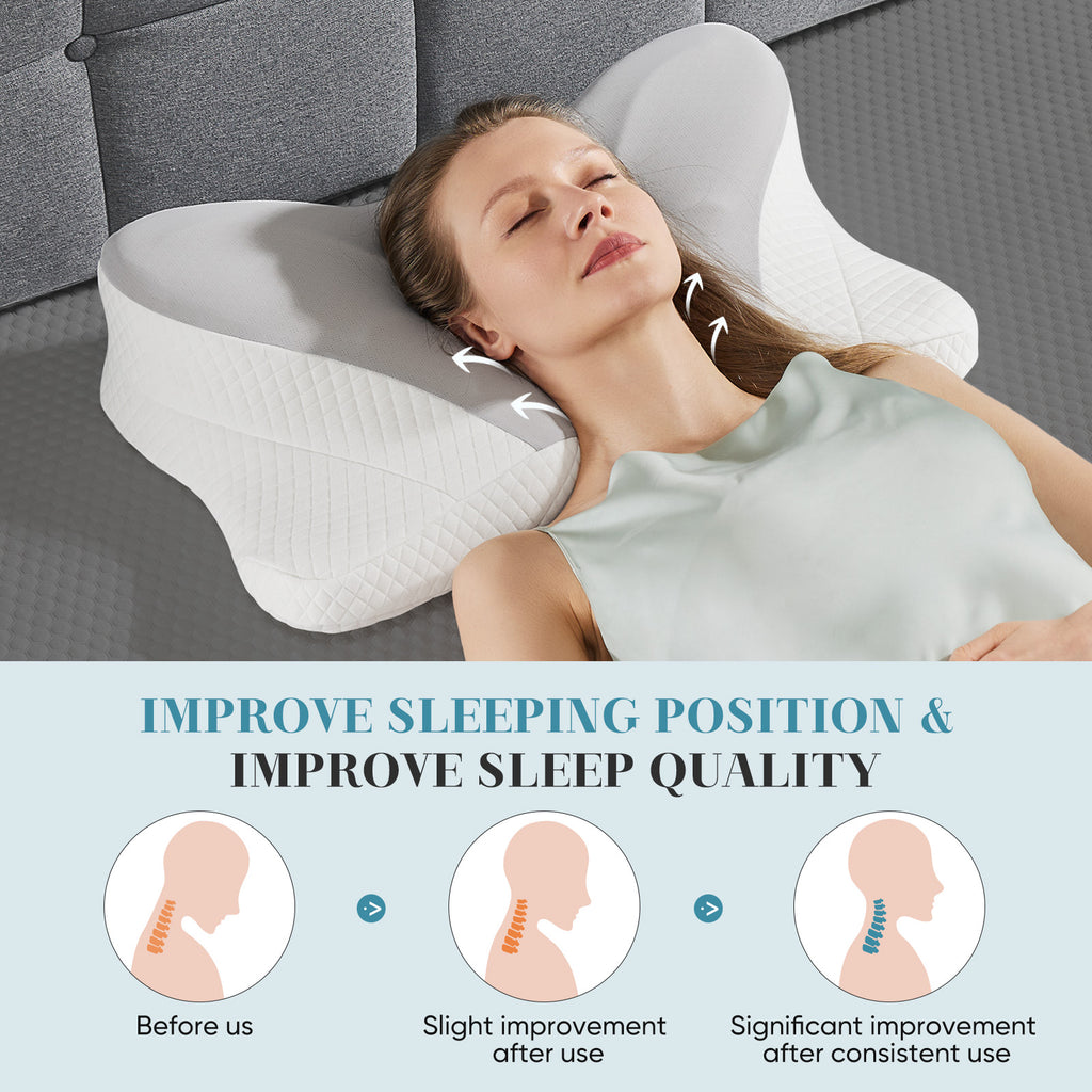Ergonomic Memory Foam Neck Pillow – King Size for Better Sleep