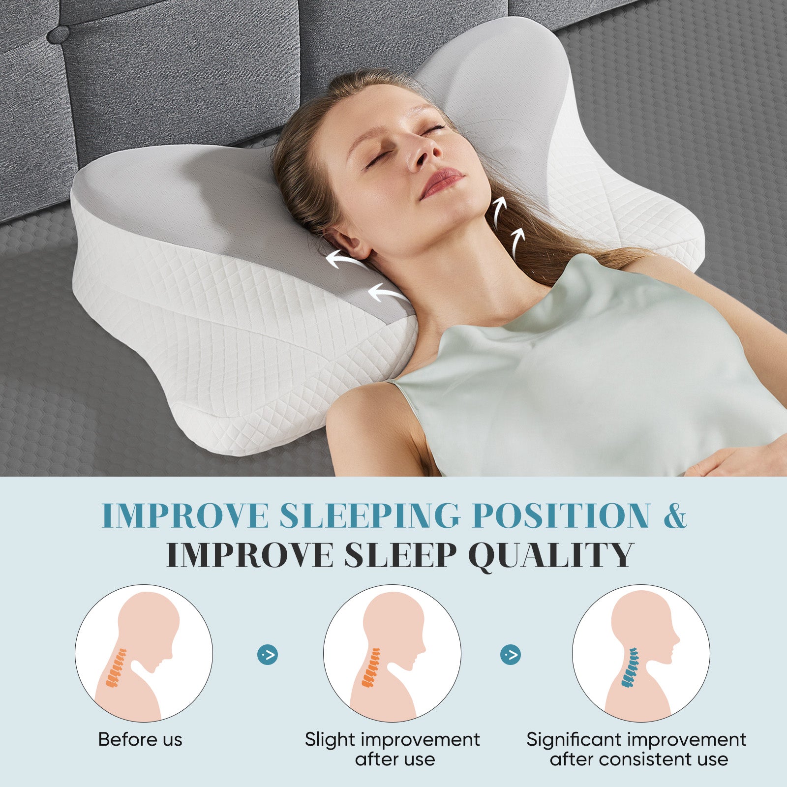 Ergonomic Memory Foam Neck Pillow – King Size for Better Sleep