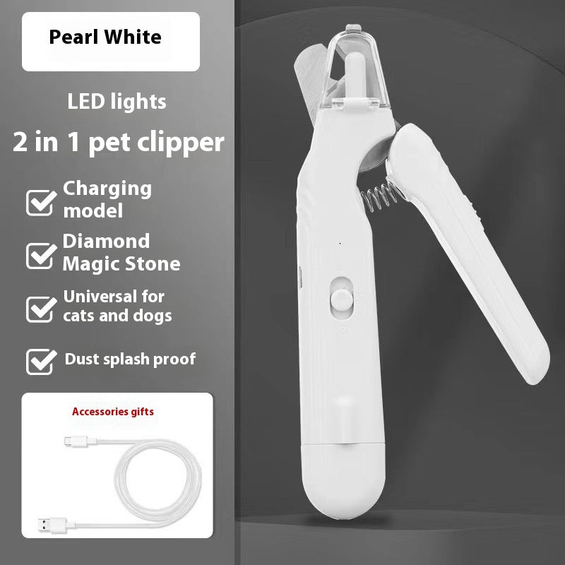 2-in-1 LED Pet Nail Clippers with Safety Light for Dogs & Cats