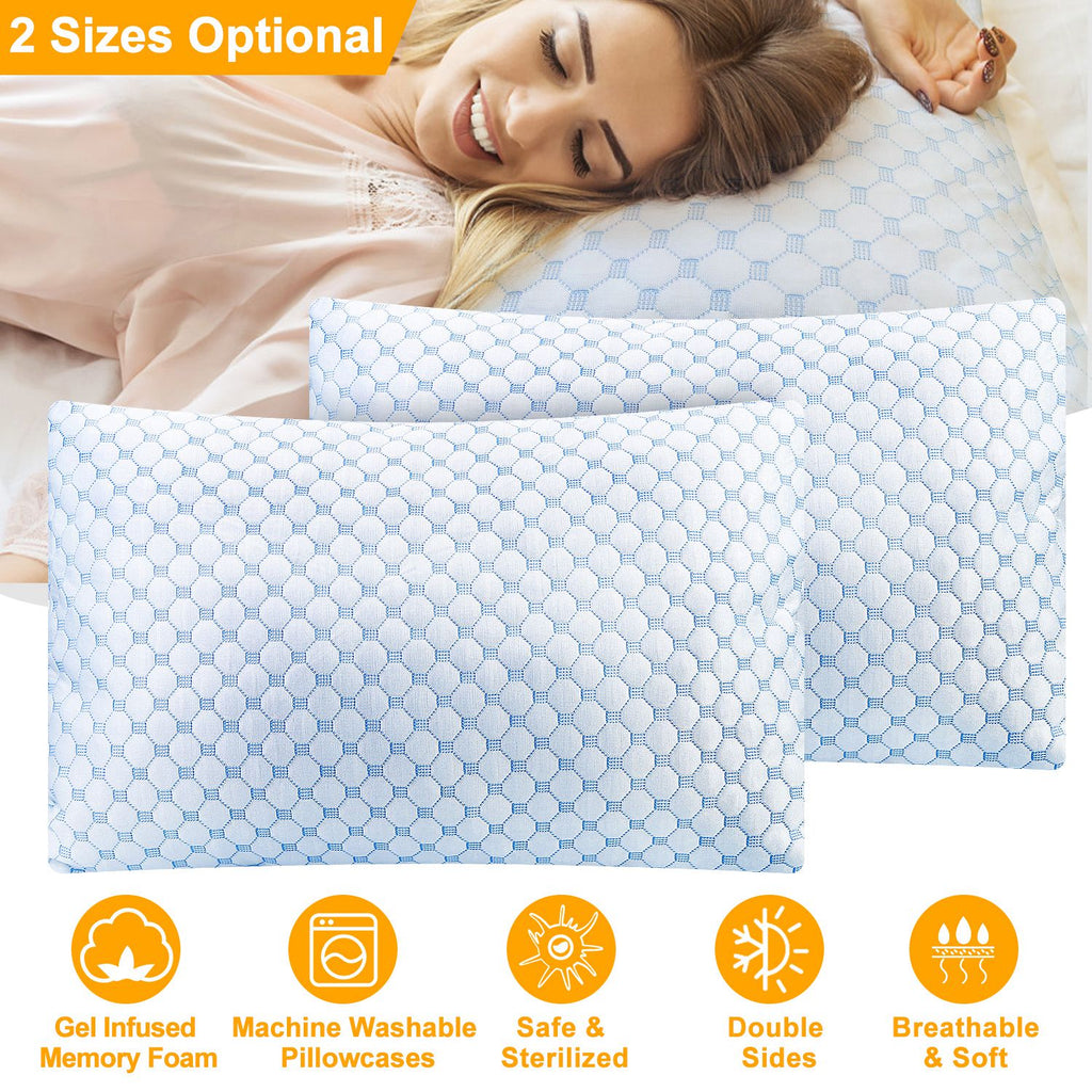 Cooling Memory Foam Pillow – Gel Infused with Adjustable Fill (1 or 2 Pack)