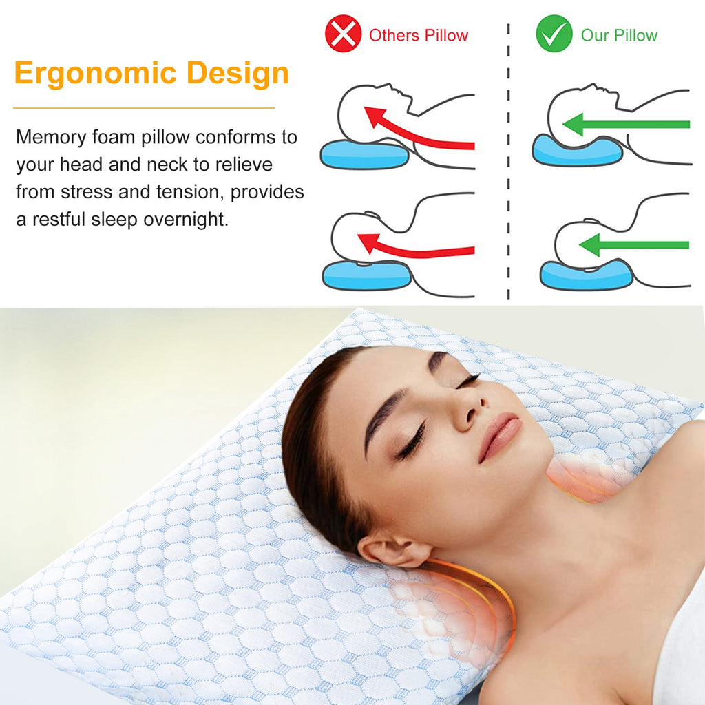 Cooling Memory Foam Pillow – Gel Infused with Adjustable Fill (1 or 2 Pack)
