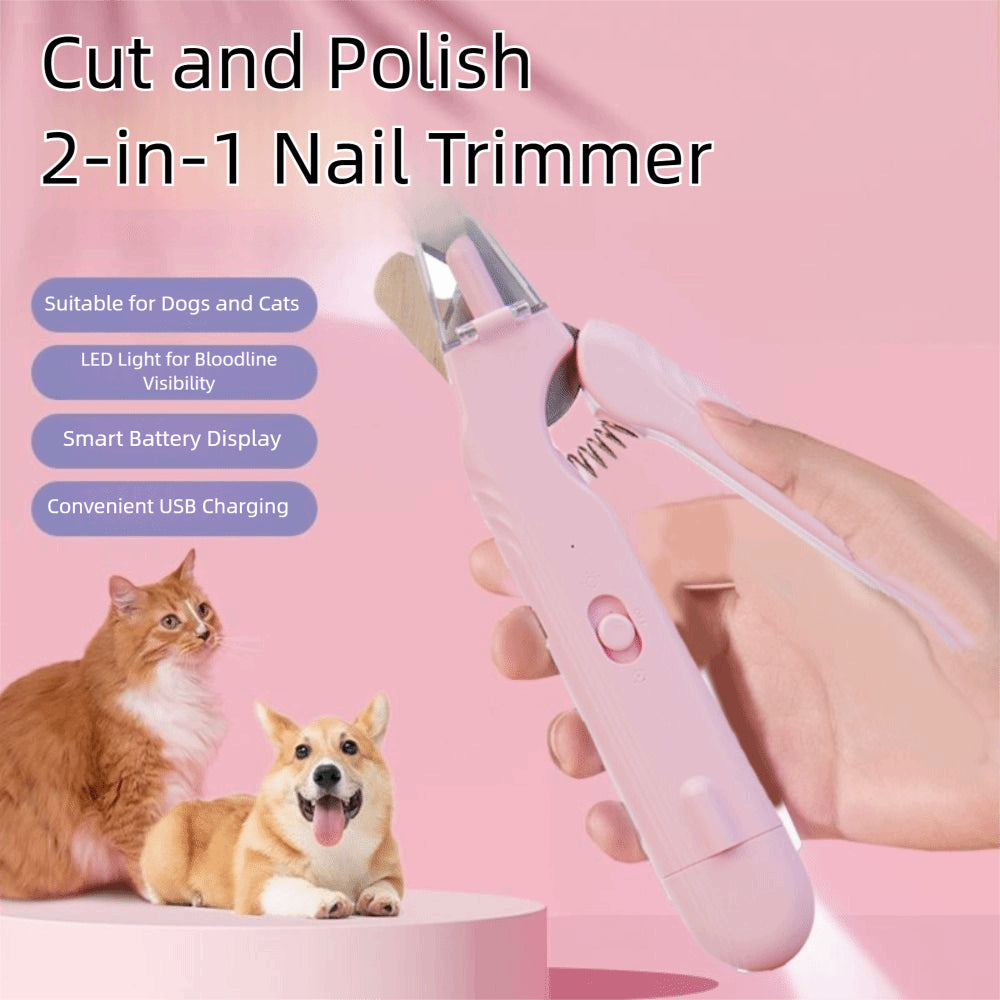 2-in-1 LED Pet Nail Clippers with Safety Light for Dogs & Cats