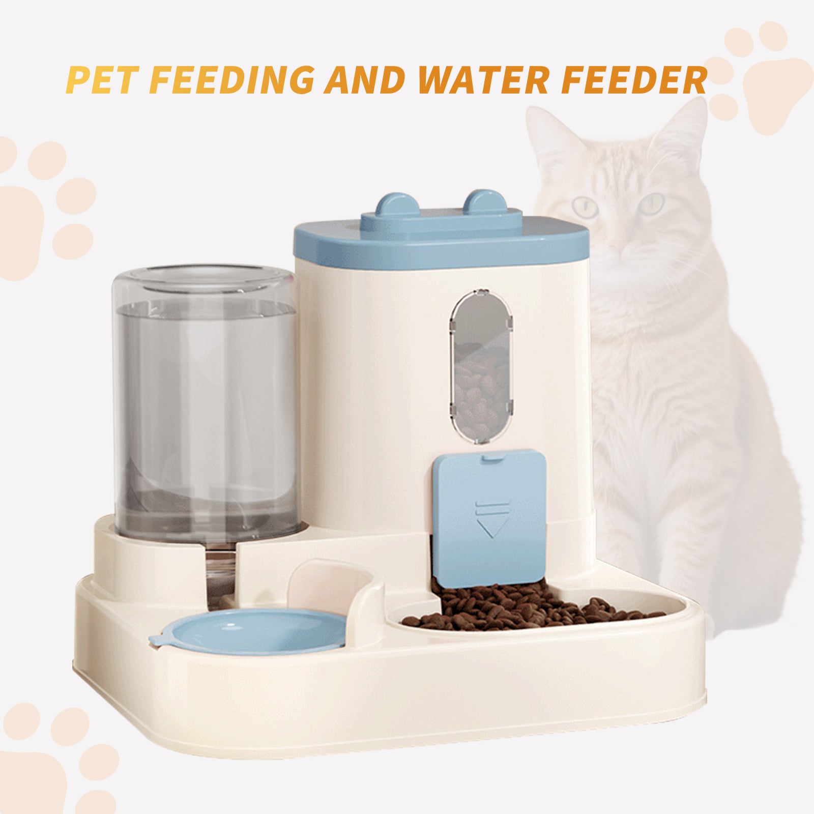 2-in-1 automatic cat food and water dispenser for daily feeding