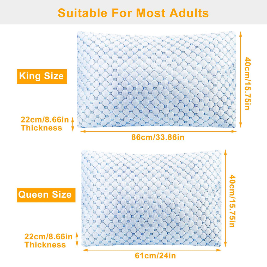Cooling Memory Foam Pillow – Gel Infused with Adjustable Fill (1 or 2 Pack)