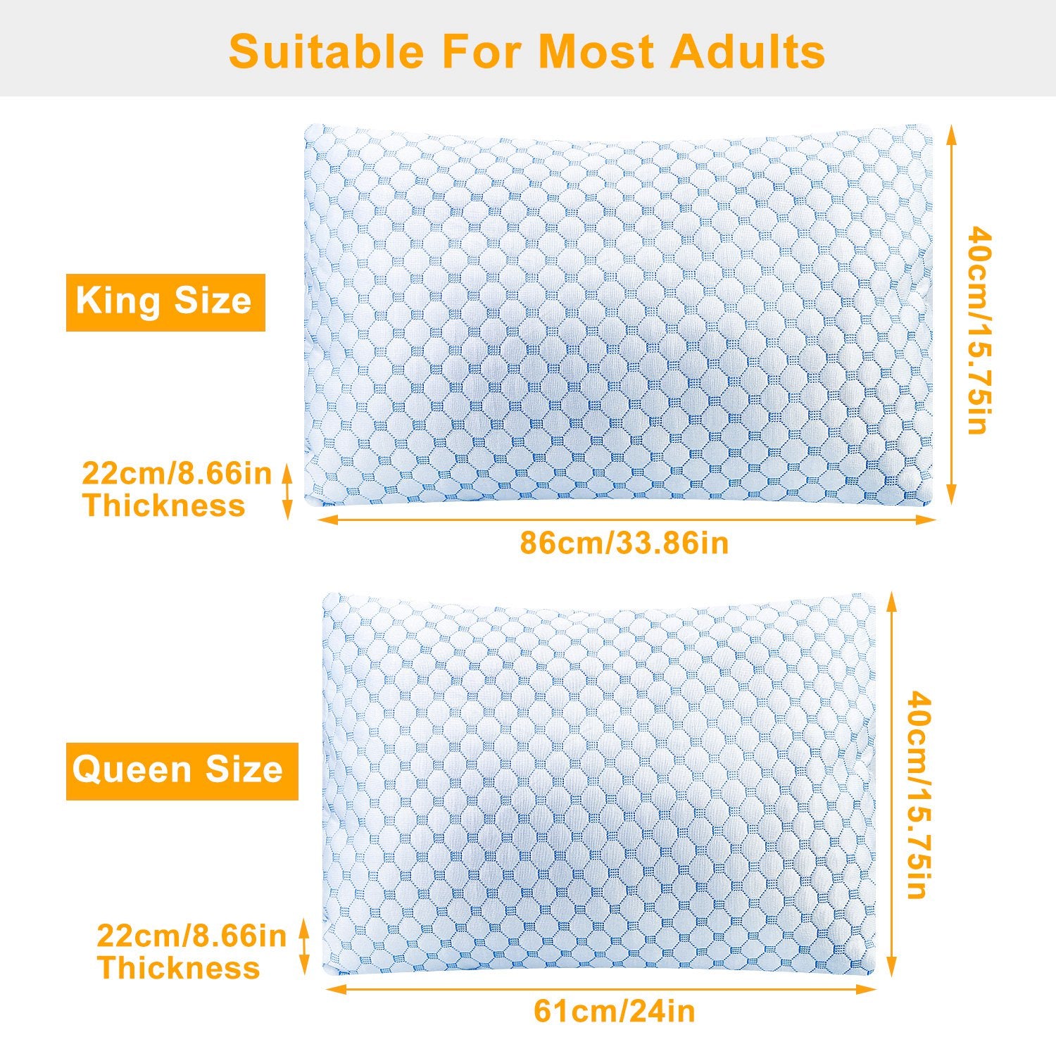 Cooling Memory Foam Pillow – Gel Infused with Adjustable Fill (1 or 2 Pack)