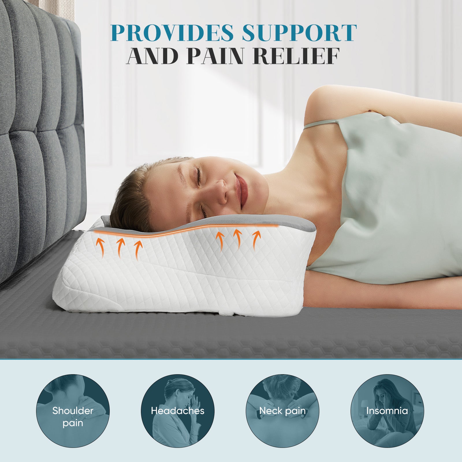 Ergonomic Memory Foam Neck Pillow – King Size for Better Sleep