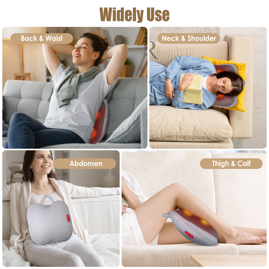 Shiatsu Back & Waist Massager with Heat – Cordless Kneading Pillow