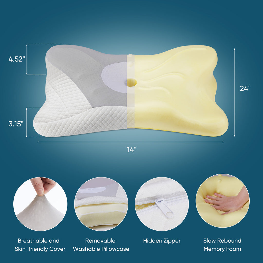 Ergonomic Memory Foam Neck Pillow – King Size for Better Sleep