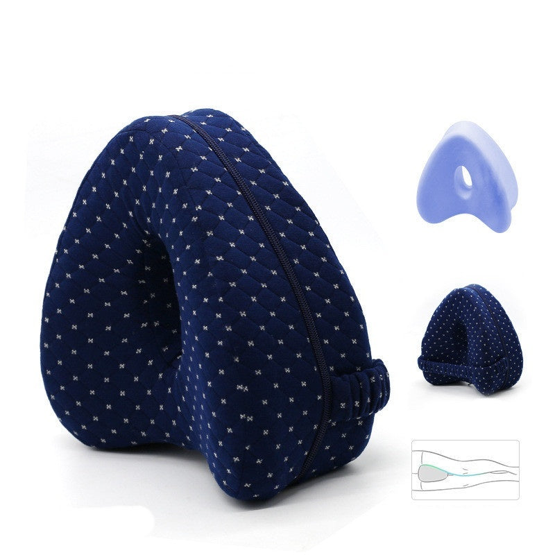 Jarixo navy blue contoured memory foam knee pillow for side sleepers