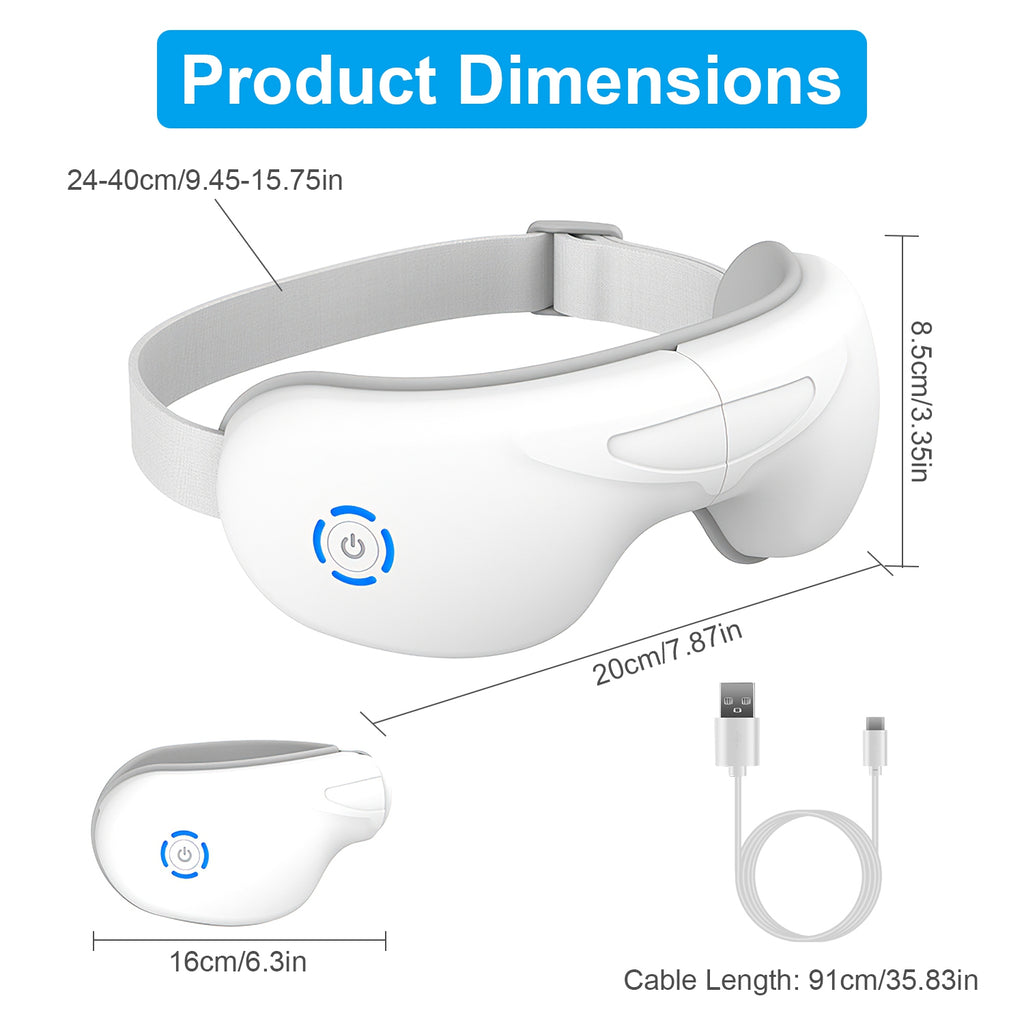 Heated Eye Massager: Air Compression &amp; Music for Tired, Strained Eyes