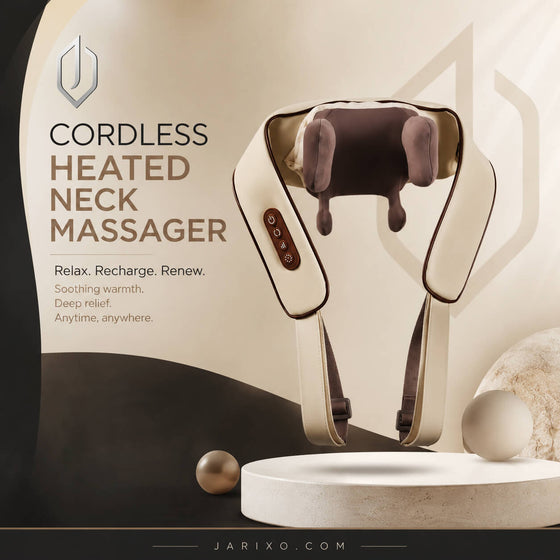 Cordless Heated Neck Massager with Deep Kneading & Hot Compress