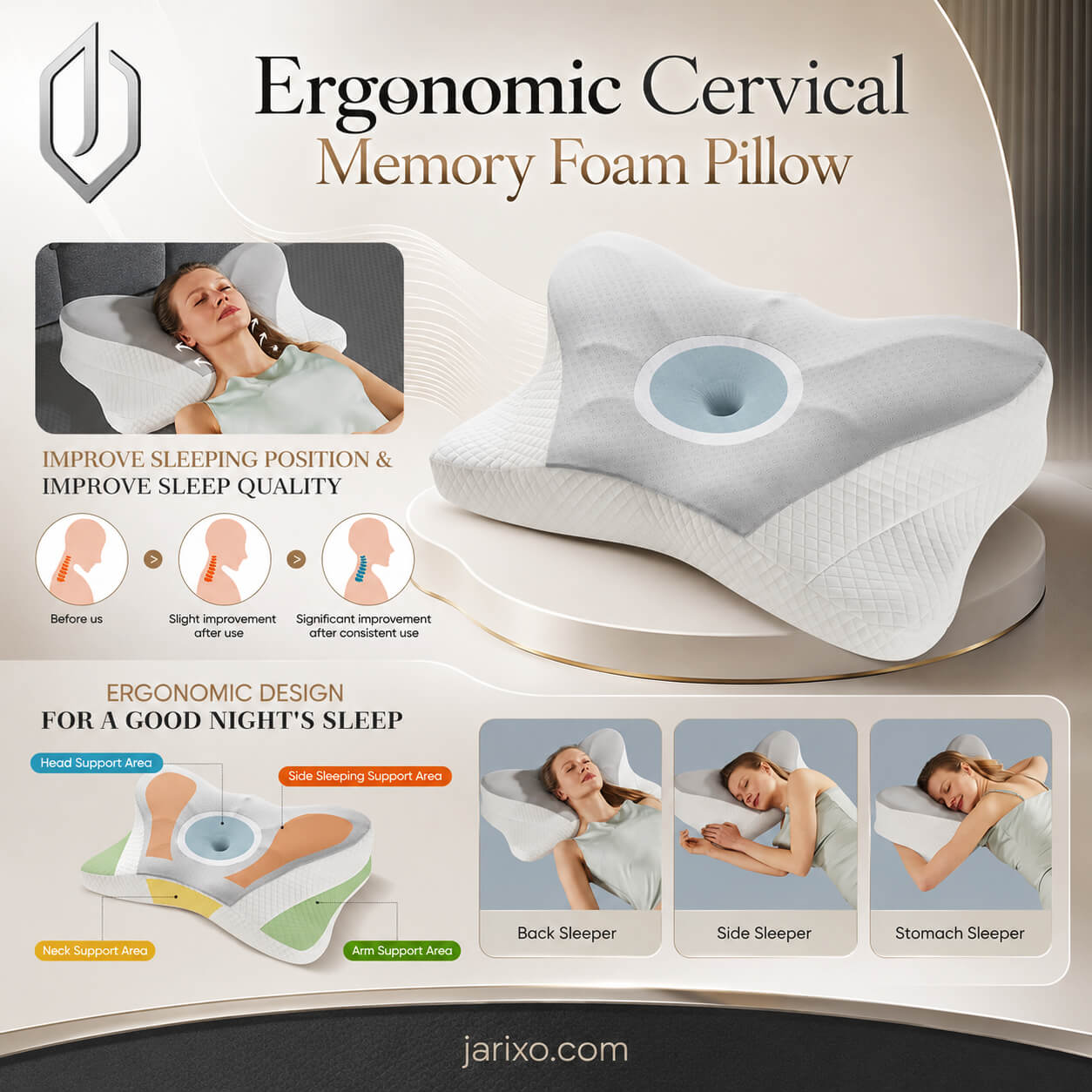 Ergonomic Cervical Memory Foam Pillow – King Size for Neck Pain & Better Sleep Secondary image