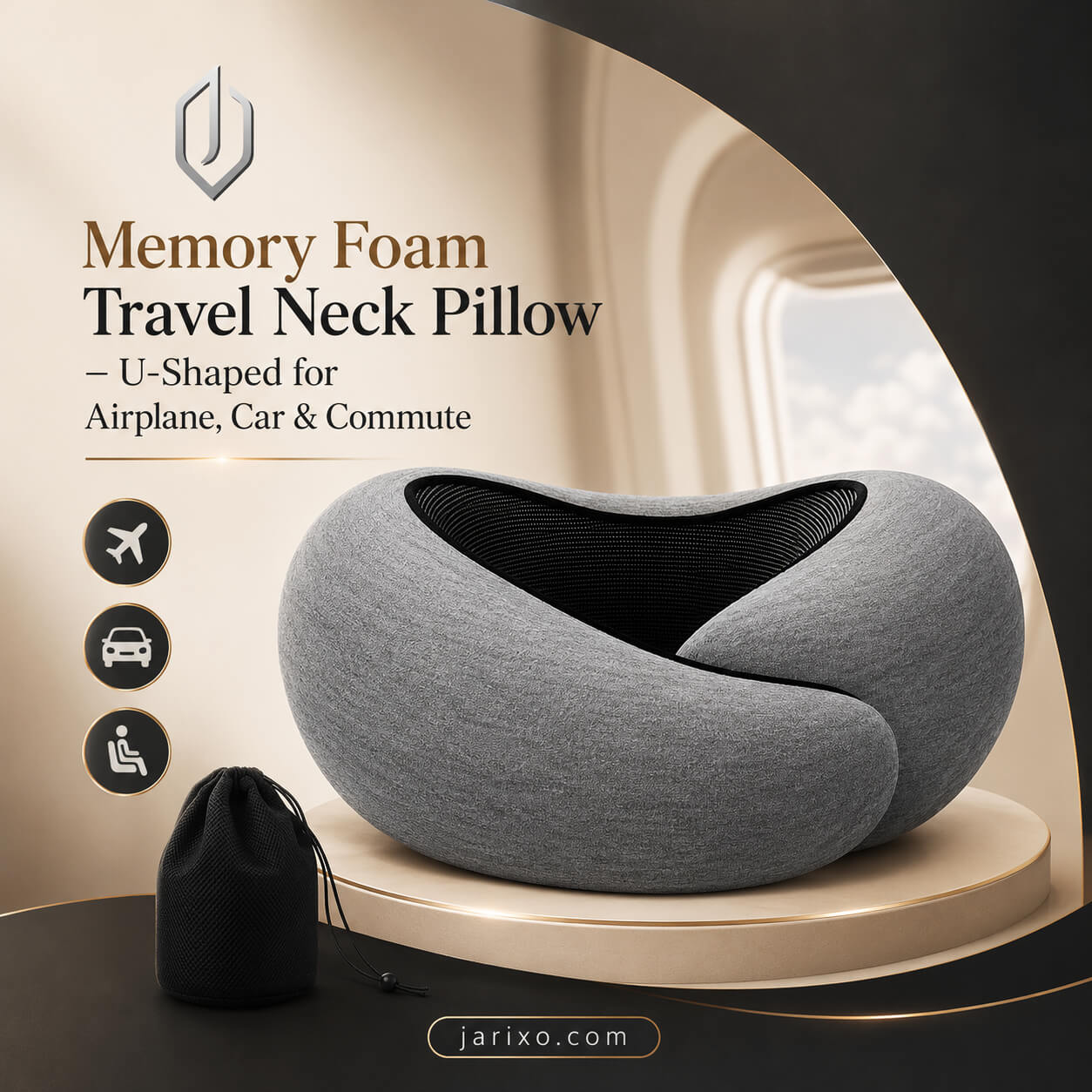 Memory Foam Travel Neck Pillow – U-Shaped for Airplane, Car & Commute Main image