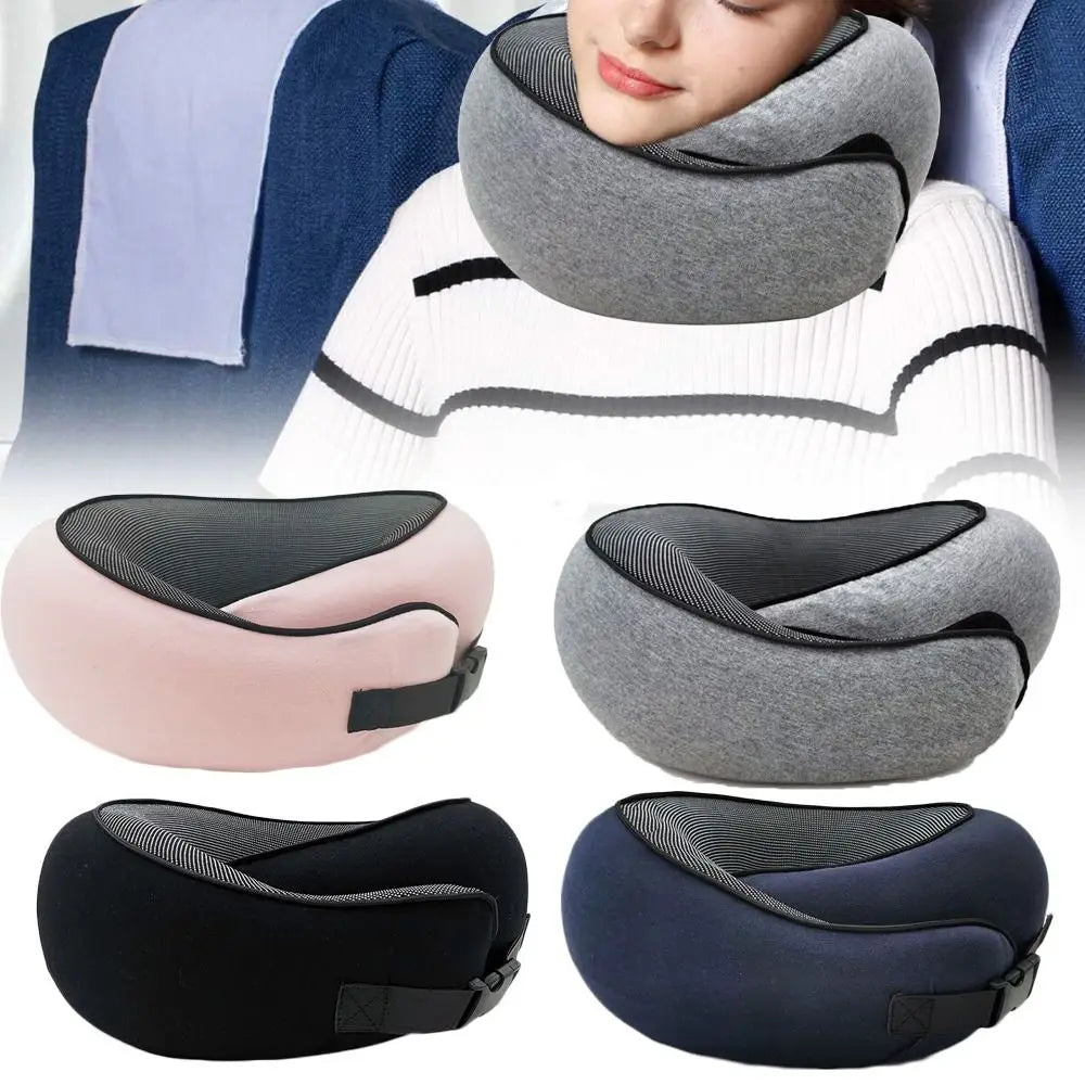 Memory Foam Travel Neck Pillow – U-Shaped for Airplane, Car &amp; Commute