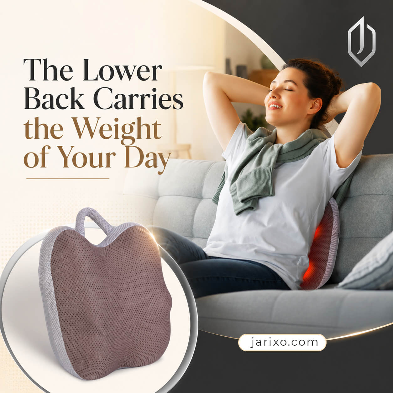 Cordless Shiatsu Back & Waist Massager Pillow with Heat Secondary image