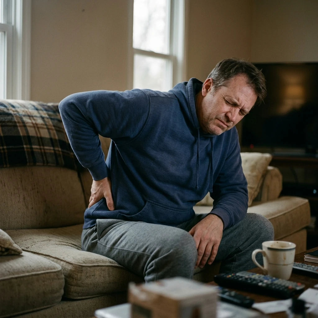 A man hold his lower back for pain