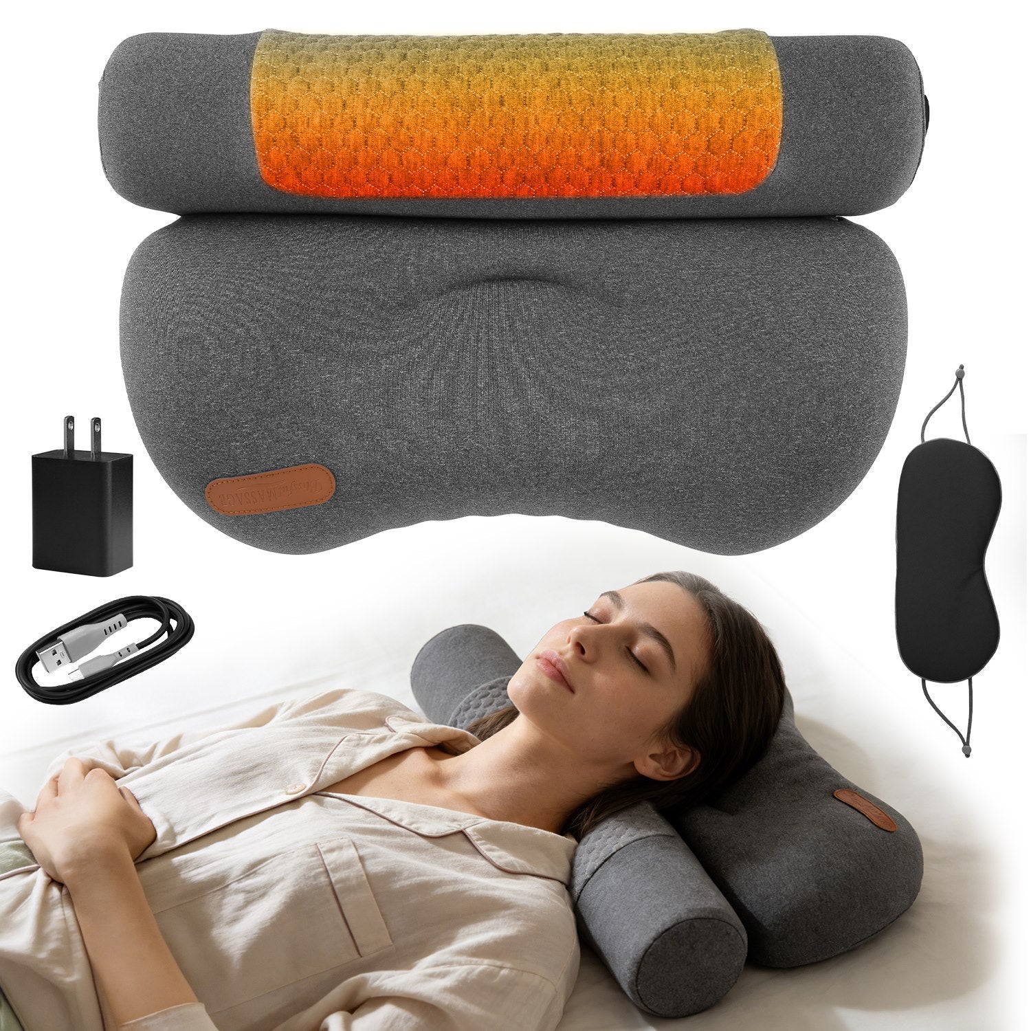 Heated Neck Pillow – Memory Foam Cervical Support with 3 Heat Levels & Auto Shutoff