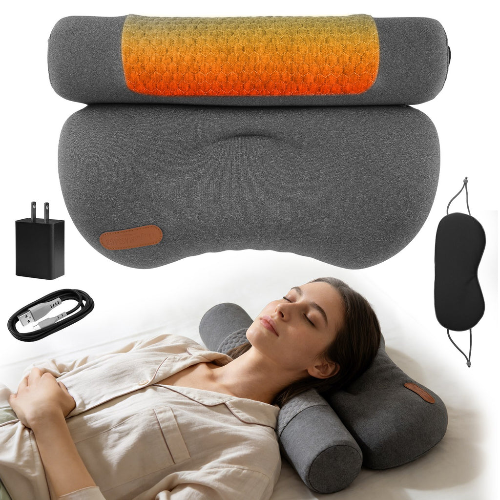 Heated Neck Pillow – Memory Foam Cervical Support with 3 Heat Levels & Auto Shutoff