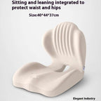 Ergonomic seat cushion in cream with a contoured seat, raised side supports and ribbed integrated backrest